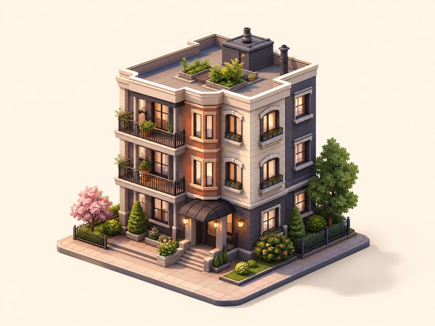 Illustrated apartment listing preview